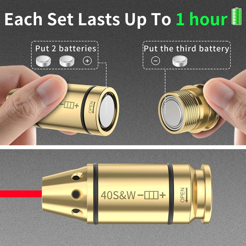 Tipfun Bore Sight for .40S&W Laser Bore Sight Laser Sight Red Dot Boresighter with Batteries - Image 4
